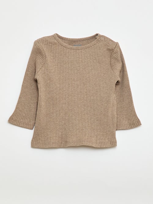 Lot de 2 t-shirts unis côtelés à manches longues - Kiabi Lot de 2 t-shirts unis côtelés à manches longues - Kiabi