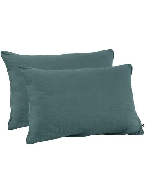 Lot de 2 taies d’oreiller - double gaze de coton - gaïa - Kiabi Lot de 2 taies d’oreiller - double gaze de coton - gaïa - Kiabi