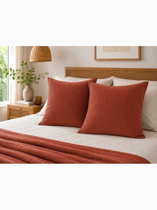 Lot de 2 taies d’oreiller – double gaze de coton – gaïa - Kiabi Lot de 2 taies d’oreiller – double gaze de coton – gaïa - Kiabi