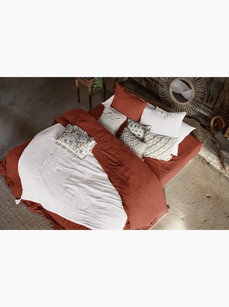 Lot de 2 taies d’oreiller – double gaze de coton – gaïa Terracotta - Kiabi