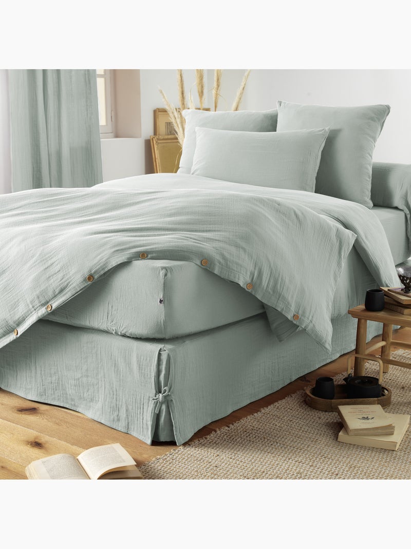 Lot de 2 taies d’oreiller – double gaze de coton – gaïa Vert eucalyptus - Kiabi