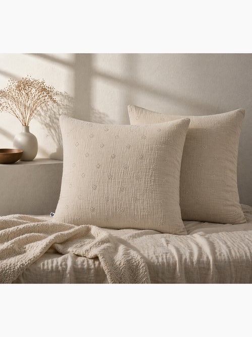 Lot de 2 taies d’oreiller – gaze de coton brodée – gaïa boho - Kiabi Lot de 2 taies d’oreiller – gaze de coton brodée – gaïa boho - Kiabi