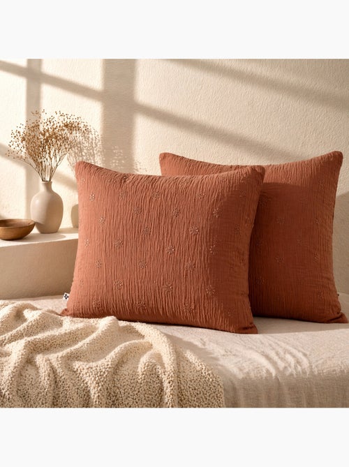 Lot de 2 taies d’oreiller – gaze de coton brodée – gaïa boho - Kiabi Lot de 2 taies d’oreiller – gaze de coton brodée – gaïa boho - Kiabi