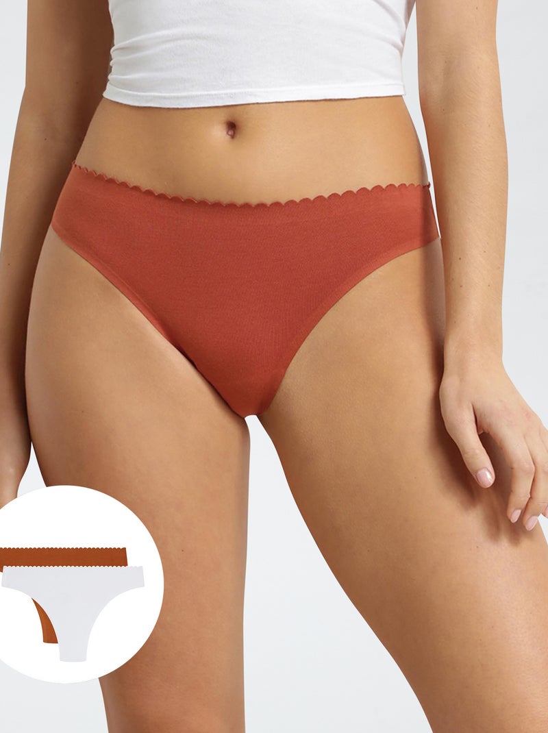 Lot de 2 tangas 'Dim' 'Body touch' Marron - Kiabi