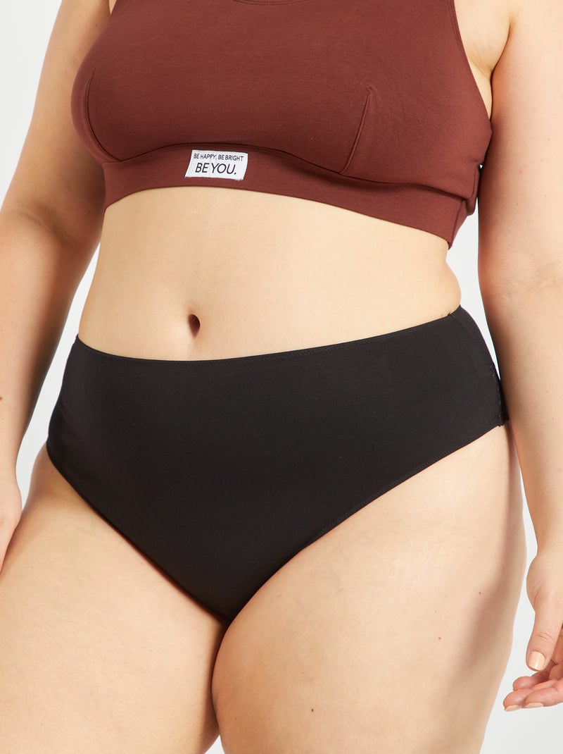 Lot de 2 tangas jersey et dentelle gris/noir - Kiabi
