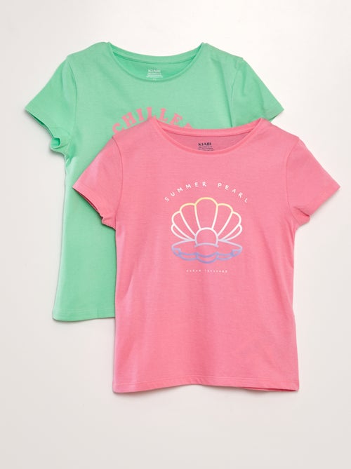 Lot de 2 tee-shirts à message - Kiabi