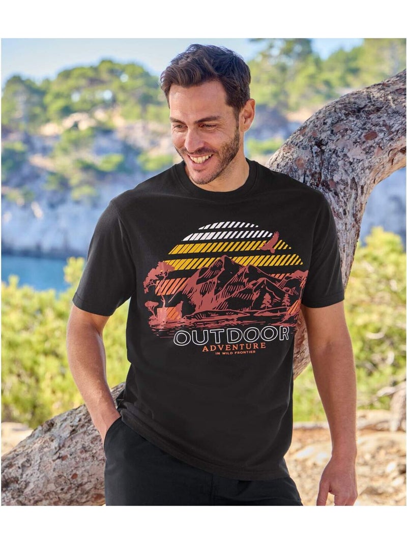 Lot de 2 Tee-Shirts Aventure   - ATLAS FOR MEN Noir Rouge - Kiabi