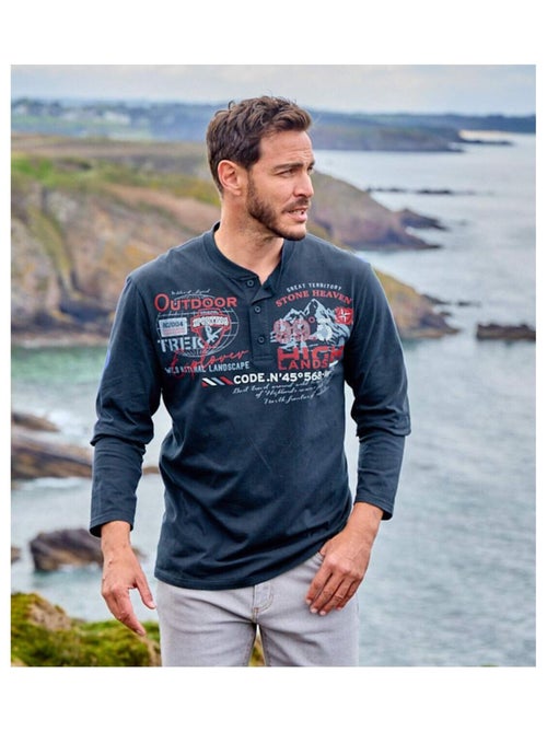 Lot de 2 Tee-Shirts Col Tunisien Outdoor   - ATLAS FOR MEN - Kiabi