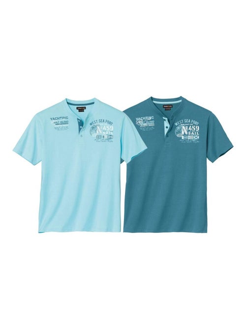 Lot de 2 Tee-Shirts Col Tunisiens Calvi   - ATLAS FOR MEN - Kiabi