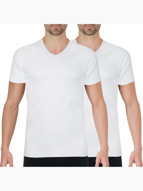 Lot de 2 tee-shirts col v homme coton bio athena - Kiabi Lot de 2 tee-shirts col v homme coton bio athena - Kiabi