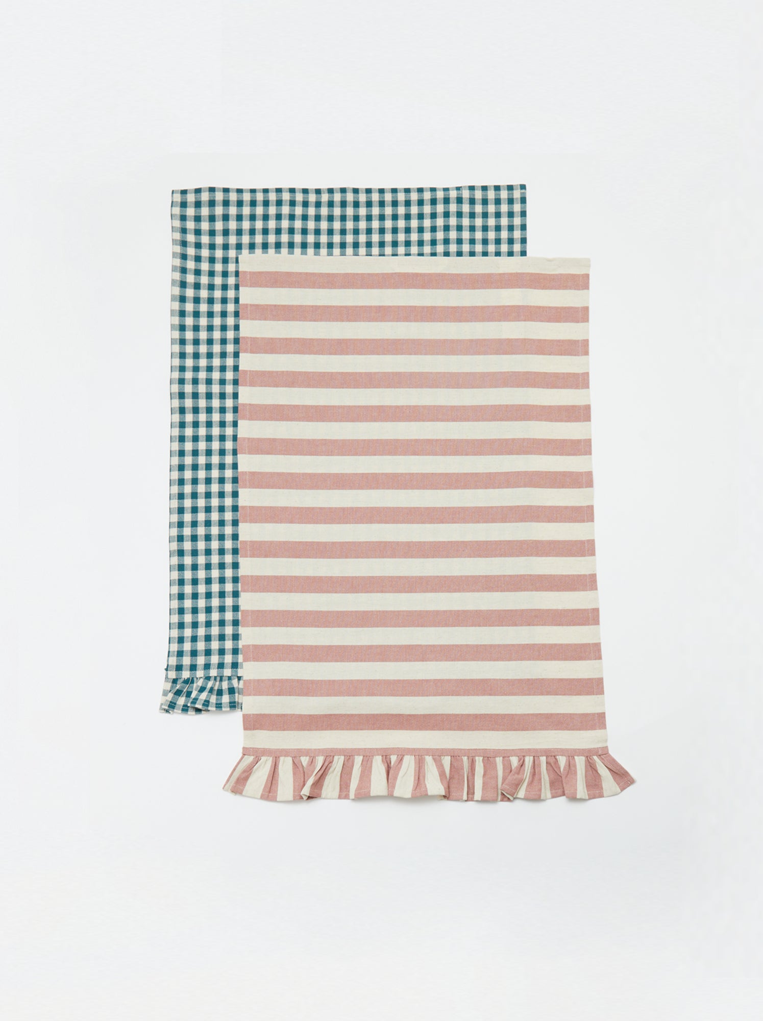 Lot de 2 torchons à volants (50x70 cm)