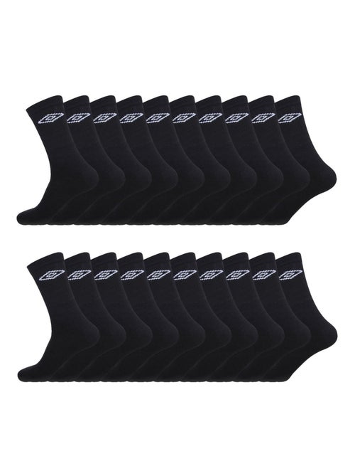 Lot de 20 paires de chaussettes tennis homme noir umbro - Kiabi