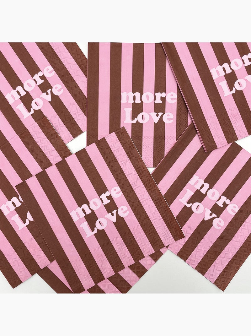 Lot de 20 serviettes en papier more love rayées Rose - Kiabi
