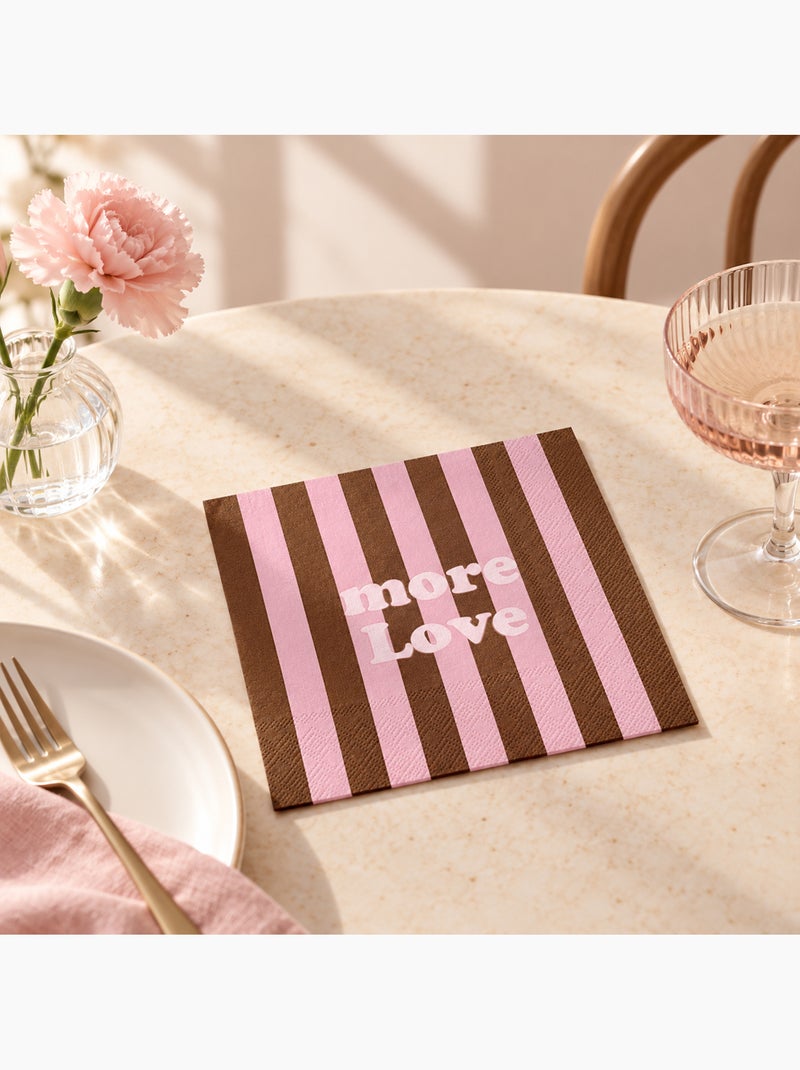 Lot de 20 serviettes en papier more love rayées Rose - Kiabi