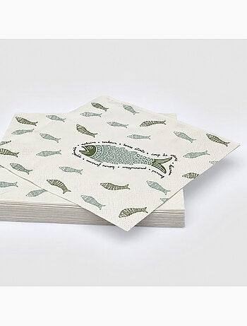 Lot de 20 serviettes en papier motif poisson