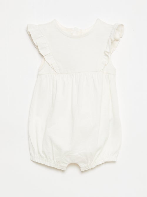 Lot de 3 barboteuses unies et volantées - Kiabi