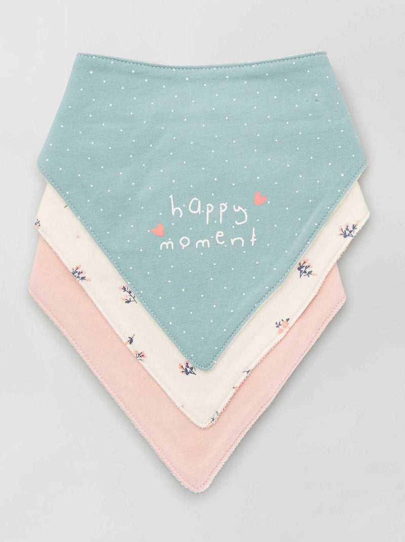 Lot de 3 bavoirs bandana bleu/rose - Kiabi