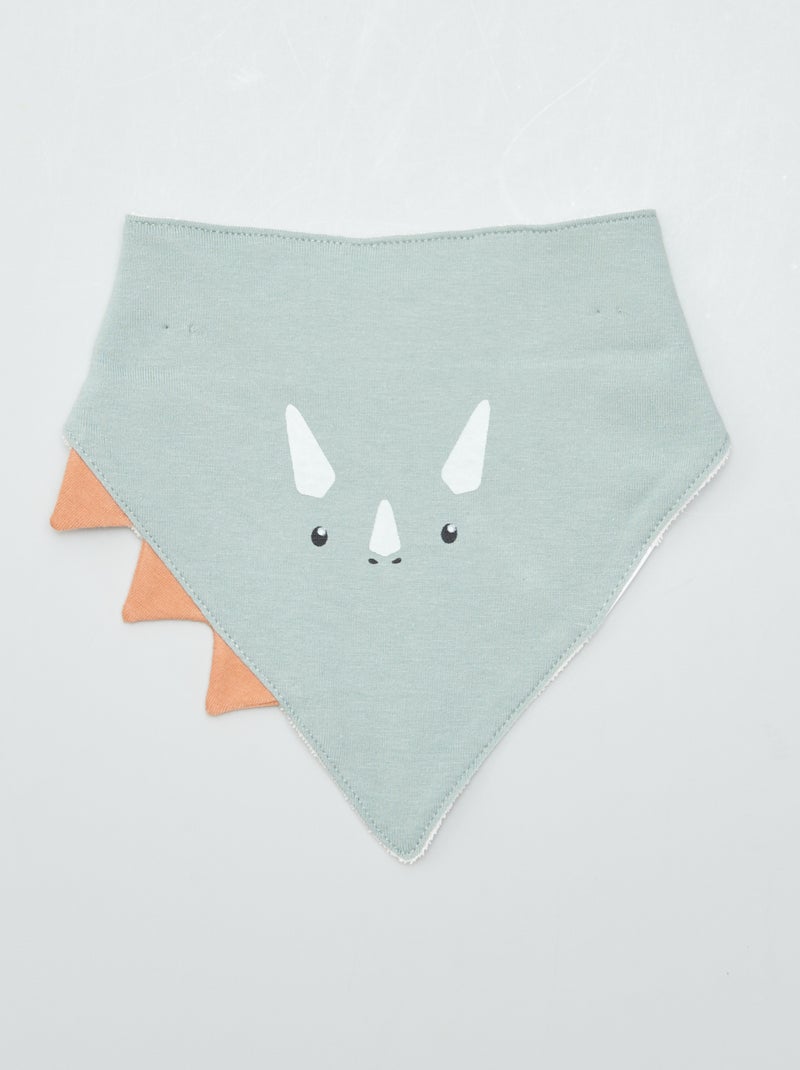 Lot de 3 bavoirs en coton forme triangle Vert - Kiabi