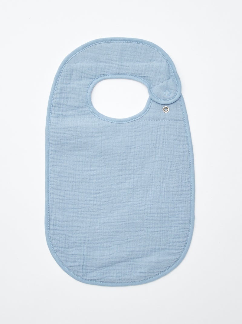 Lot de 3 bavoirs en gaze de coton doublure en éponge BLEU - Kiabi
