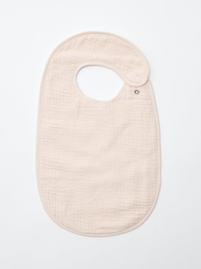 Lot de 3 bavoirs en gaze de coton doublure en éponge ROSE - Kiabi