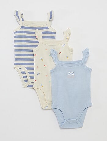 Lot de 3 bodies à bretelles volantées