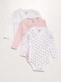 Lot de 3 bodies à forme croisées Blanc/rose - Kiabi