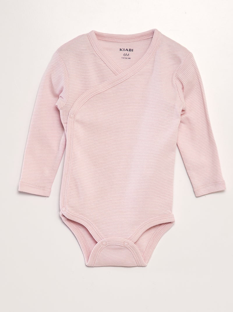 Lot de 3 bodies à forme croisées Blanc/rose - Kiabi