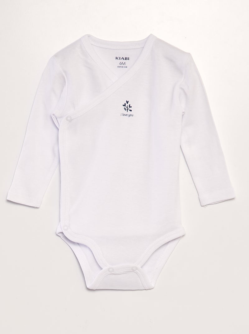 Lot de 3 bodies à forme croisées Blanc/rose - Kiabi