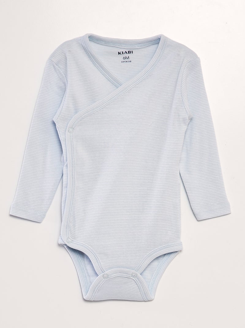 Lot de 3 bodies à forme croisées Bleu marine/blanc - Kiabi