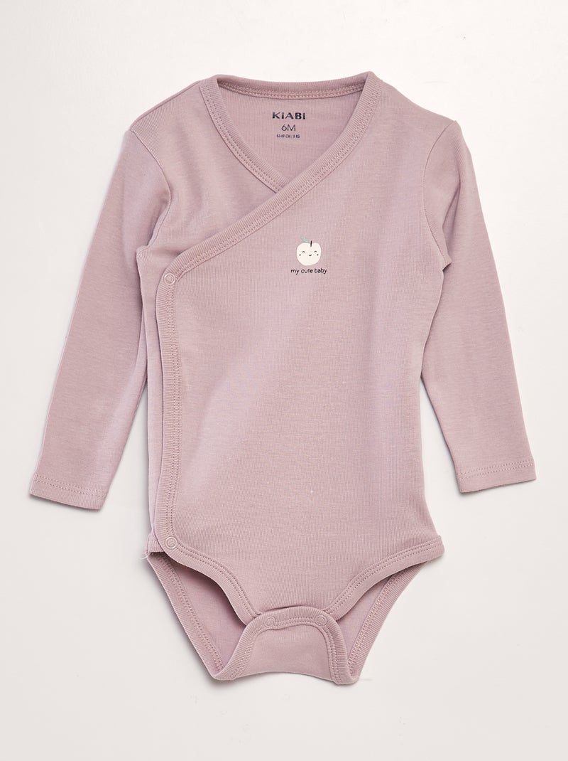 Lot de 3 bodies à forme croisées Rose/blanc - Kiabi