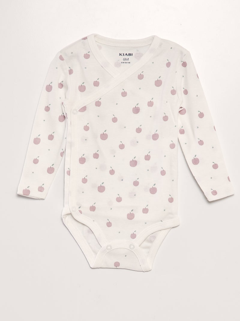 Lot de 3 bodies à forme croisées Rose/blanc - Kiabi