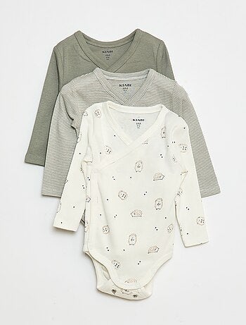 Lot de 3 bodies à manches longues avec ouverture pressionnée