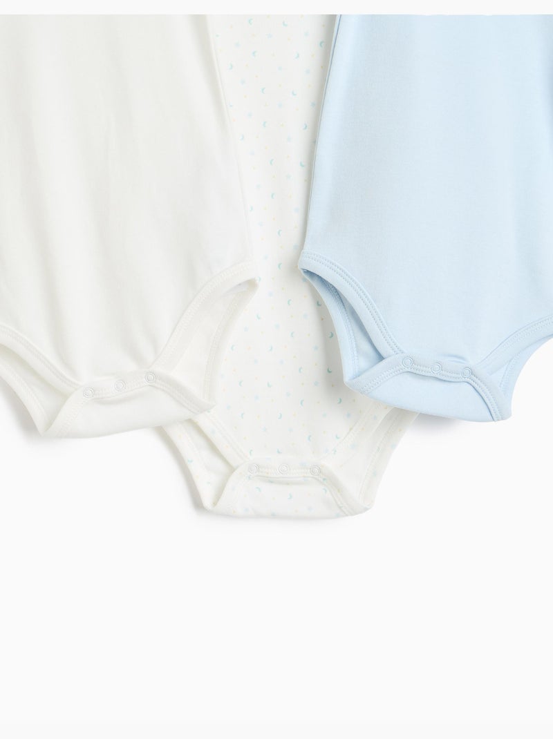 Lot de 3 bodies à manches longues, mo fashion Bleu - Kiabi