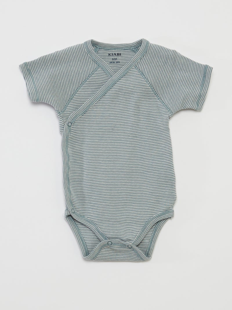 Lot de 3 bodies avec col croisé BLEU - Kiabi