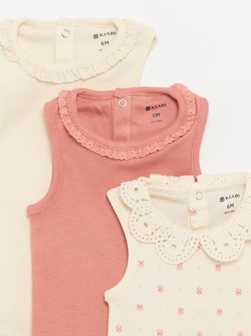 Lot de 3 bodies avec encolure rondes avec borderies - Kiabi