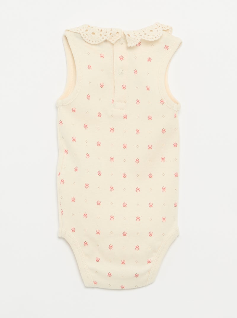 Lot de 3 bodies avec encolure rondes avec borderies Blanc - Kiabi