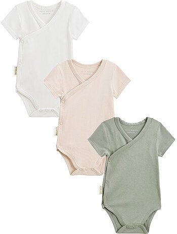 Lot de 3 bodies bébé manches courtes ouverture croisée mini rêve