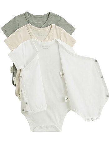 Lot de 3 bodies bébé manches courtes ouverture croisée mini rêve