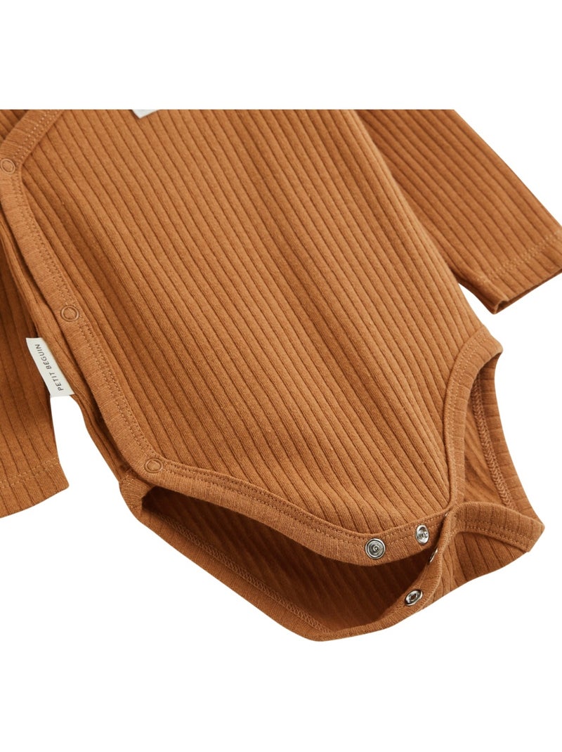 Lot de 3 bodies bébé manches longues ouverture croisée caramel Marron - Kiabi