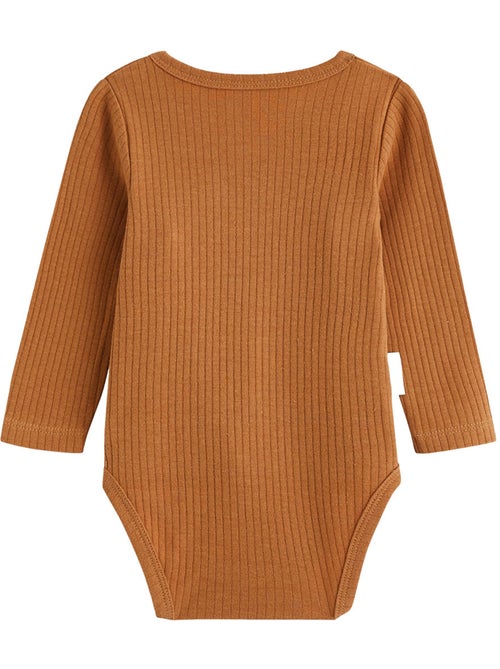 Lot de 3 bodies bébé manches longues ouverture croisée caramel - Kiabi Lot de 3 bodies bébé manches longues ouverture croisée caramel - Kiabi