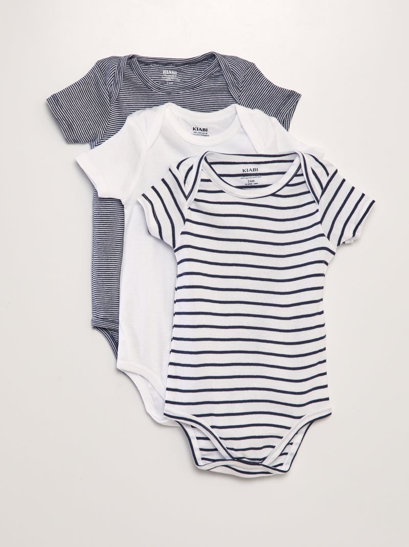 Lot de 3 bodies Bleu/blanc - Kiabi