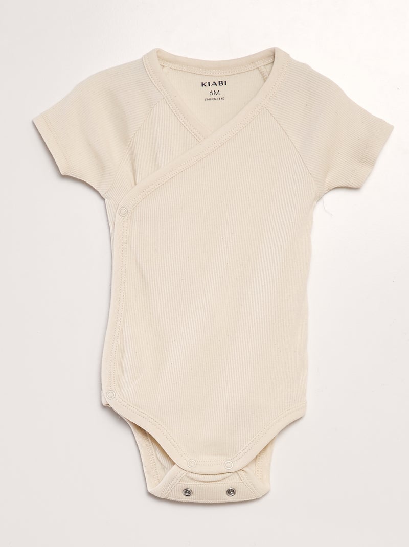 Lot de 3 bodies côtelés Beige - Kiabi