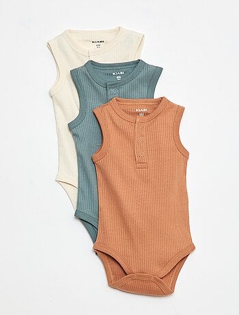 Lot de 3 bodies côtelés sans manches