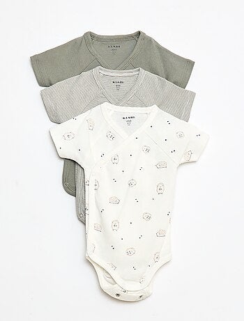 Lot de 3 bodies croisés évolutifs à manches courtes
