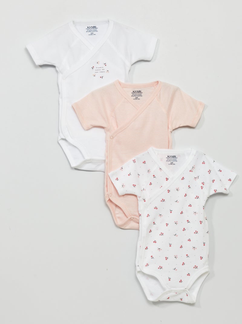 Lot de 3 bodies en coton Blanc/rouge - Kiabi