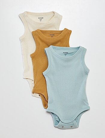 Lot de 3 bodies évolutifs à bretelles unis