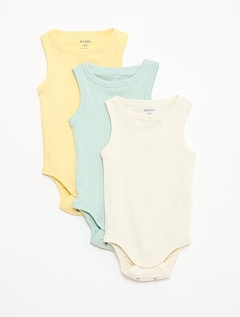 Lot de 3 bodies évolutifs à bretelles unis