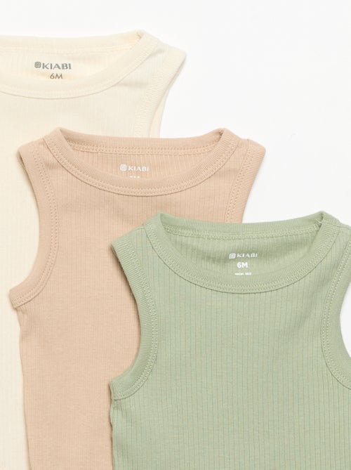 Lot de 3 bodies évolutifs à bretelles unis - Kiabi Lot de 3 bodies évolutifs à bretelles unis - Kiabi