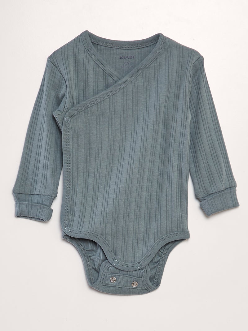 Lot de 3 bodies évolutifs Bleu/beige - Kiabi