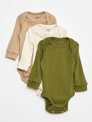 Lot de 3 bodies évolutifs col US et manches longues